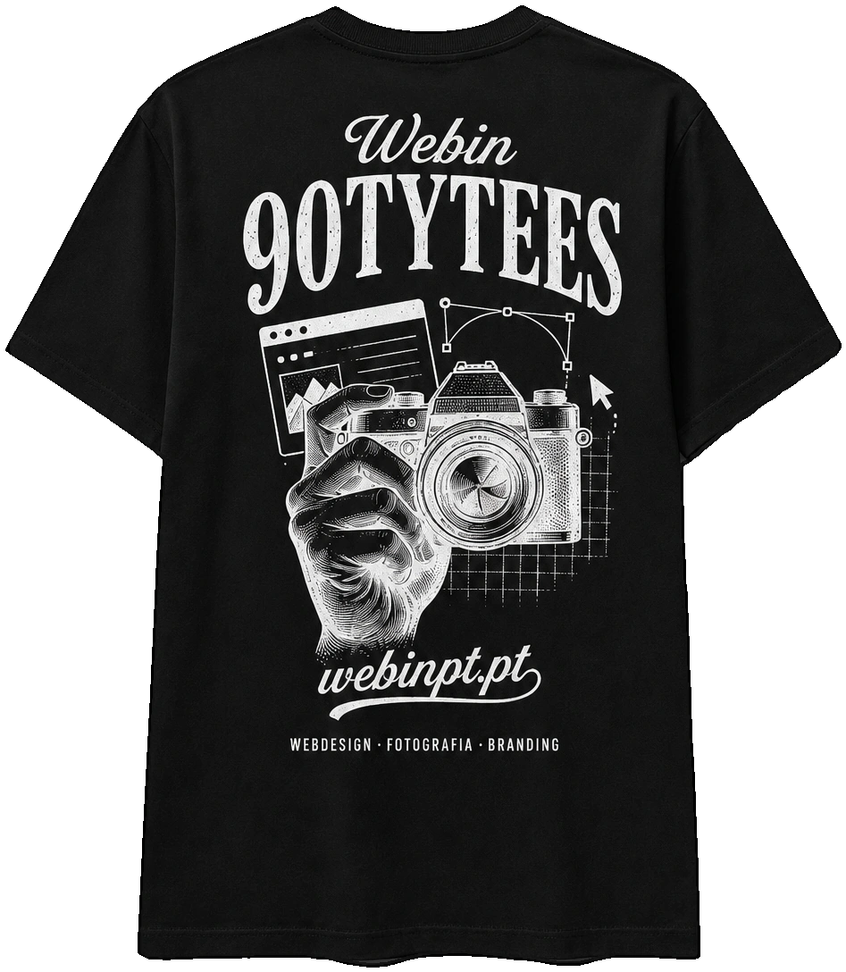 T-shirt preta 90TYTEES — coleção ORIGEM